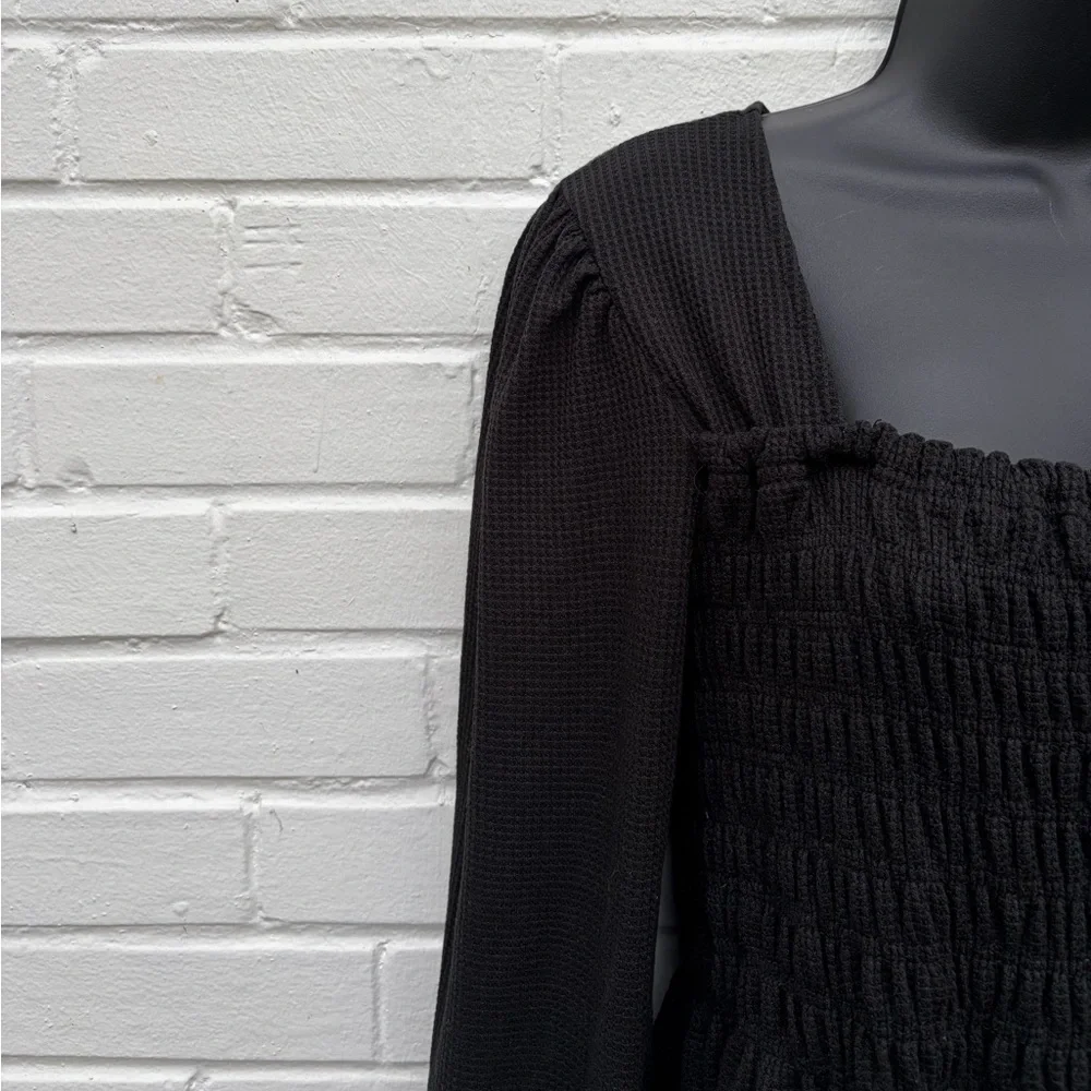 Altar’d State Waffle Knit Long Sleeve Smocked Peasant Top, SZ L EUC - Picture 3 of 6